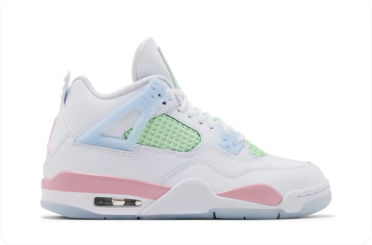 Jordan Mid-Top Sneakers – White with Pastel Blue, Mint & Pink Accents