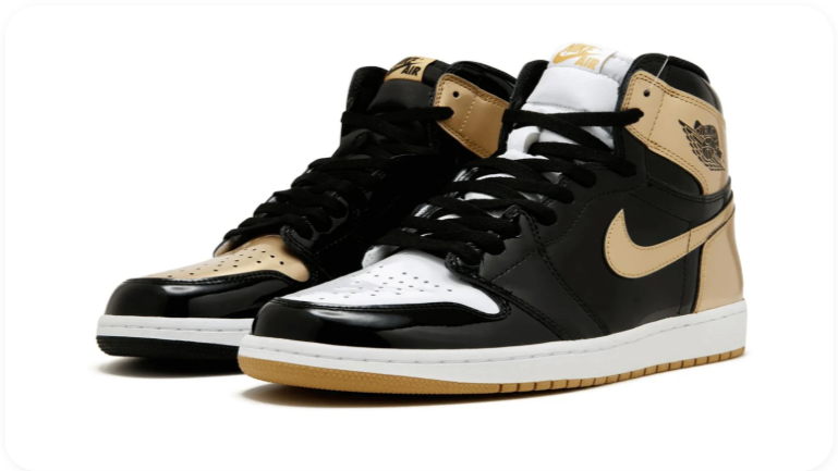 Air Jordan 1 High-Top Sneakers – Black, White & Gold-Tone