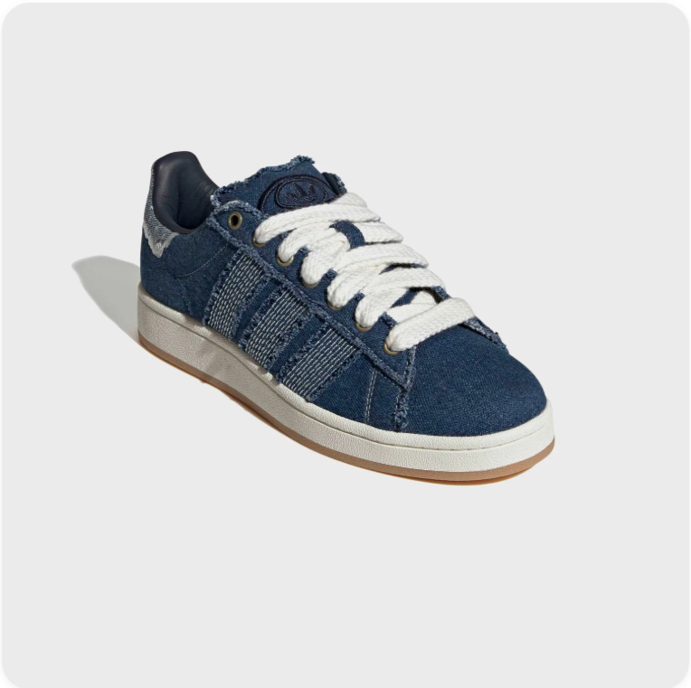 adidas Low-Top Sneakers – Navy with Textured Stripes & Frayed Detailing