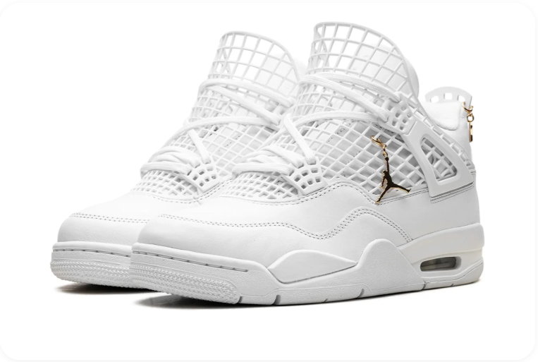 Air Jordan 4 NET Sneakers – White with Gold-Tone Charms