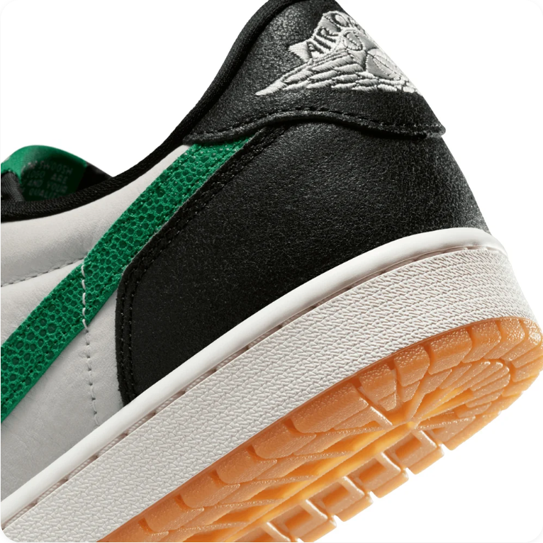 Jordan Low-Top Sneakers – Black, White & Green with Gum Sole