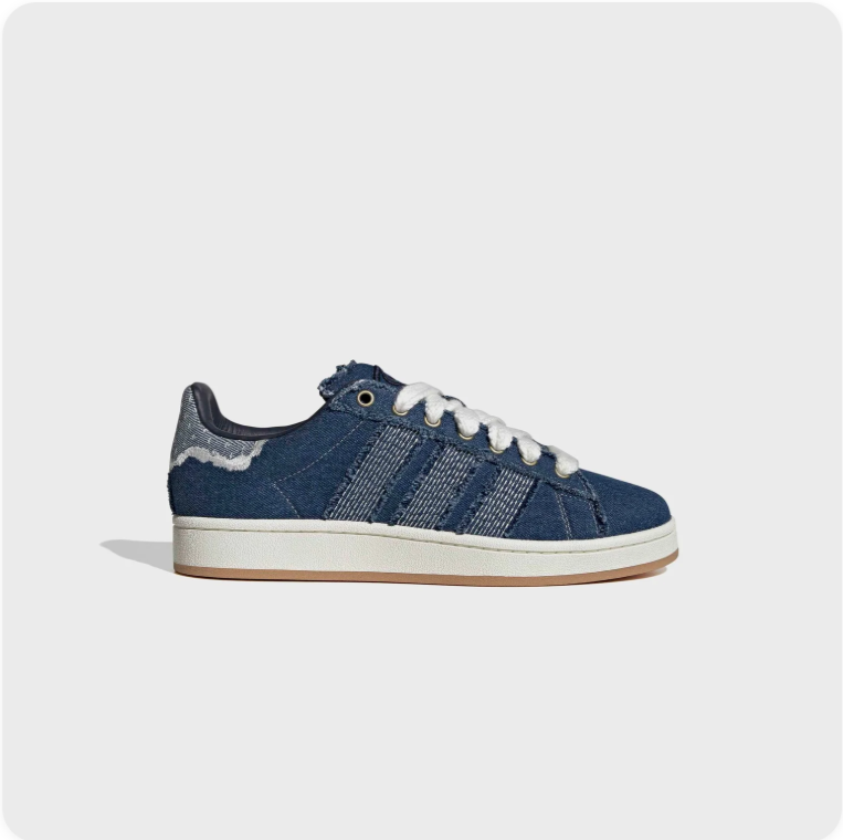 adidas Low-Top Sneakers – Navy with Textured Stripes & Frayed Detailing