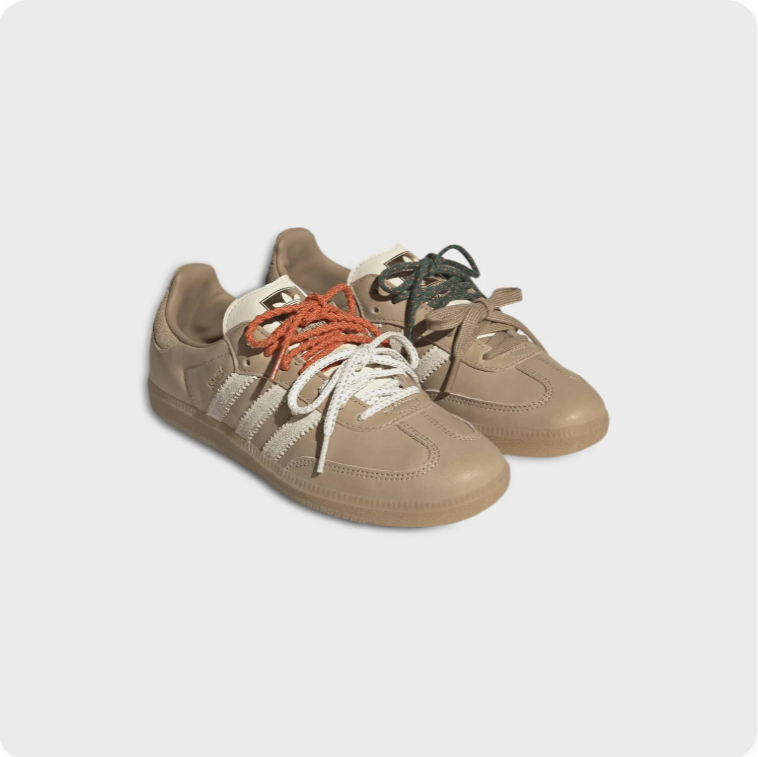 adidas Low-Top Sneakers – Taupe & Cream with Multicolored Lace Detailing