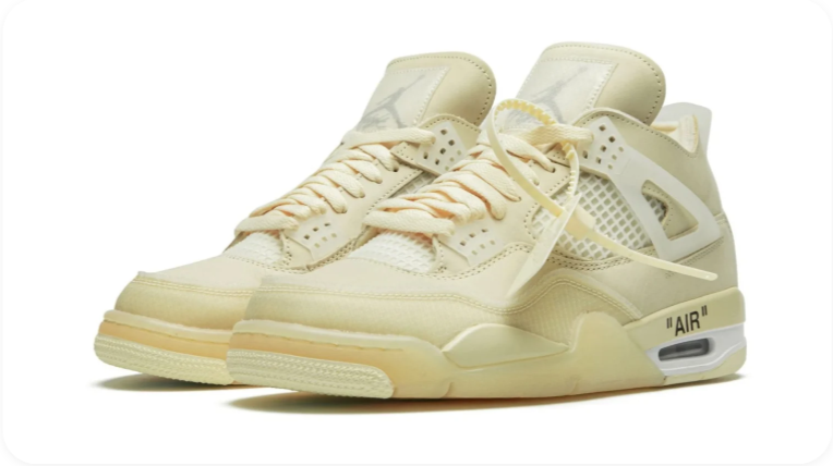 Air Jordan 4 Mid-Top Sneakers – Cream with Tonal Grid Detailing