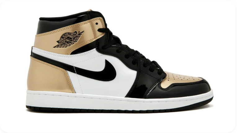 Air Jordan 1 High-Top Sneakers – Black, White & Gold-Tone