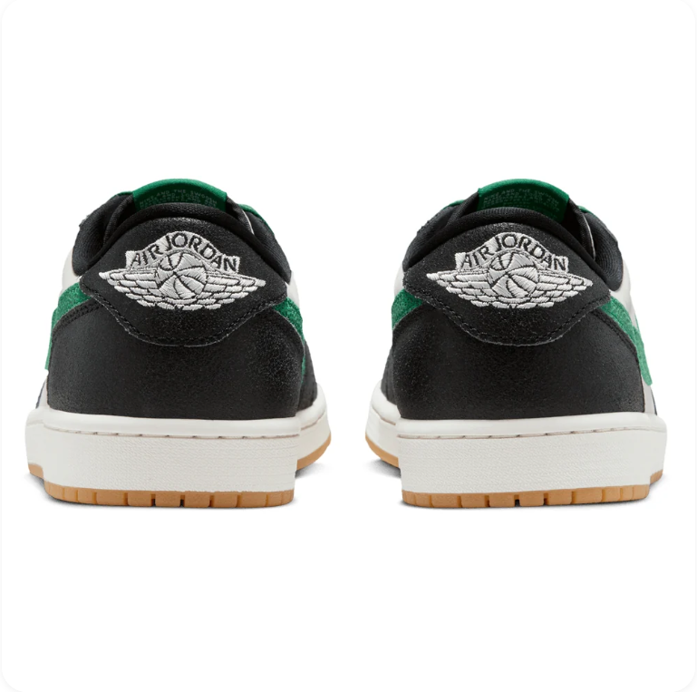 Jordan Low-Top Sneakers – Black, White & Green with Gum Sole
