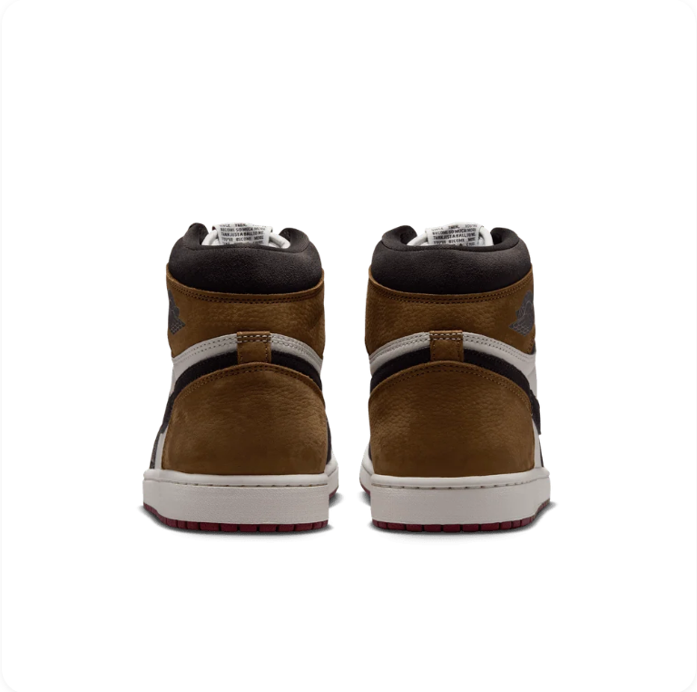 Jordan High-Top Sneakers – Brown, Black & White with Burgundy Sole