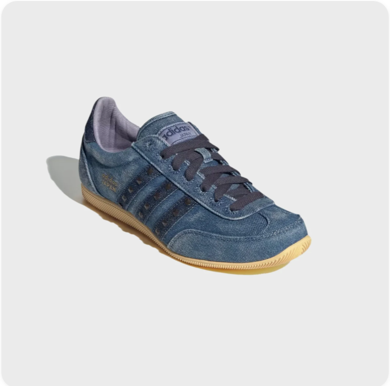 adidas Japan Low-Top Sneakers – Denim Blue with Dark Stripes & Gum Sole