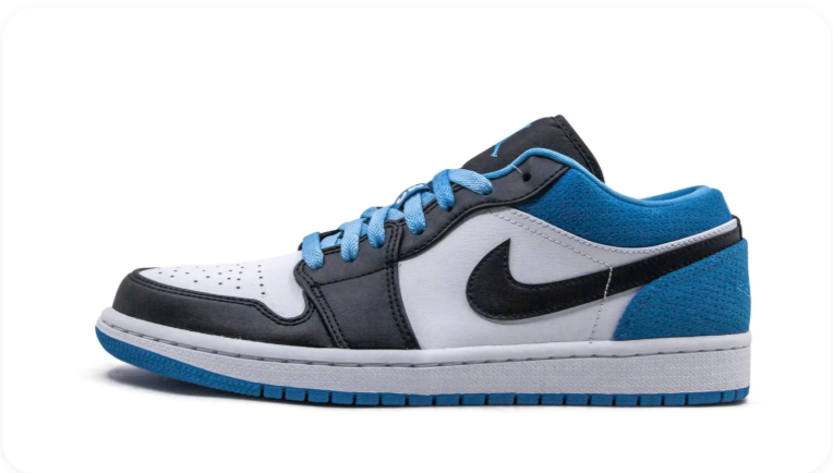 Air Jordan 1 Low Sneakers – White, Black & Bright Blue