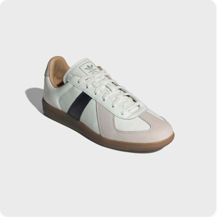 Retro Low-Top Sneakers – White & Cream with Black Side Accents