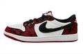 Jordan Low-Top Sneakers – Red & Black Pattern with White Panels