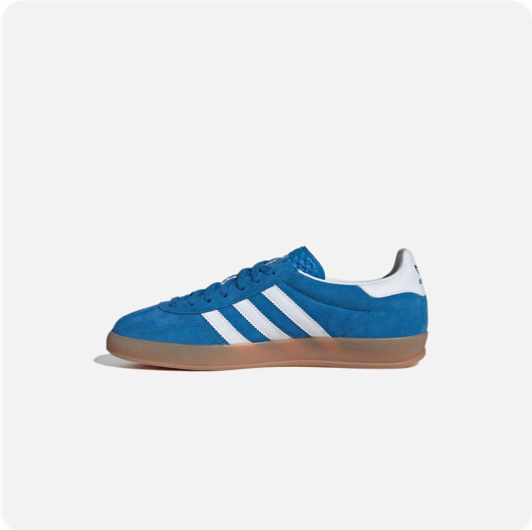 adidas Gazelle Sneakers – Bright Blue & White with Gum Sole
