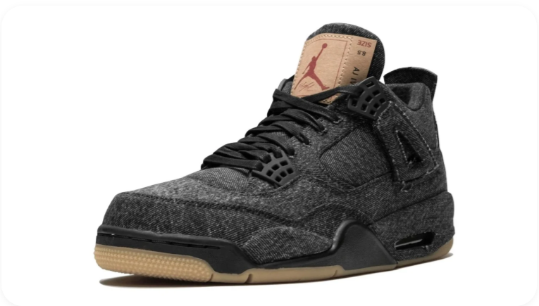 Air Jordan 4 Sneakers – Textured Black with Tan Sole