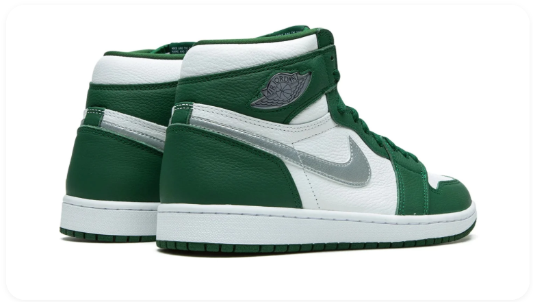 Air Jordan 1 High-Top Sneakers – Green, White & Silver