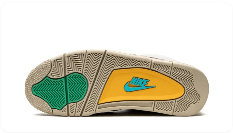 Air Jordan 4 Sneakers – Taupe with Turquoise & Cream Accents