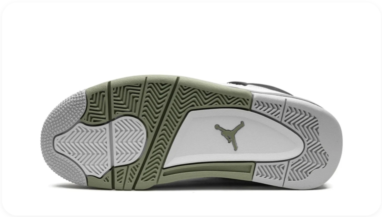 Air Jordan 4 Sneakers – White, Black & Sage Green
