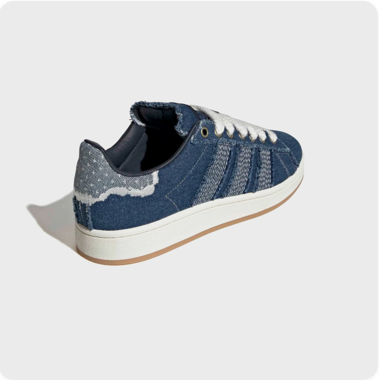 adidas Low-Top Sneakers – Navy with Textured Stripes & Frayed Detailing
