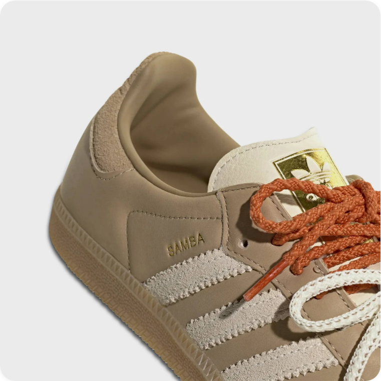 adidas Low-Top Sneakers – Taupe & Cream with Multicolored Lace Detailing