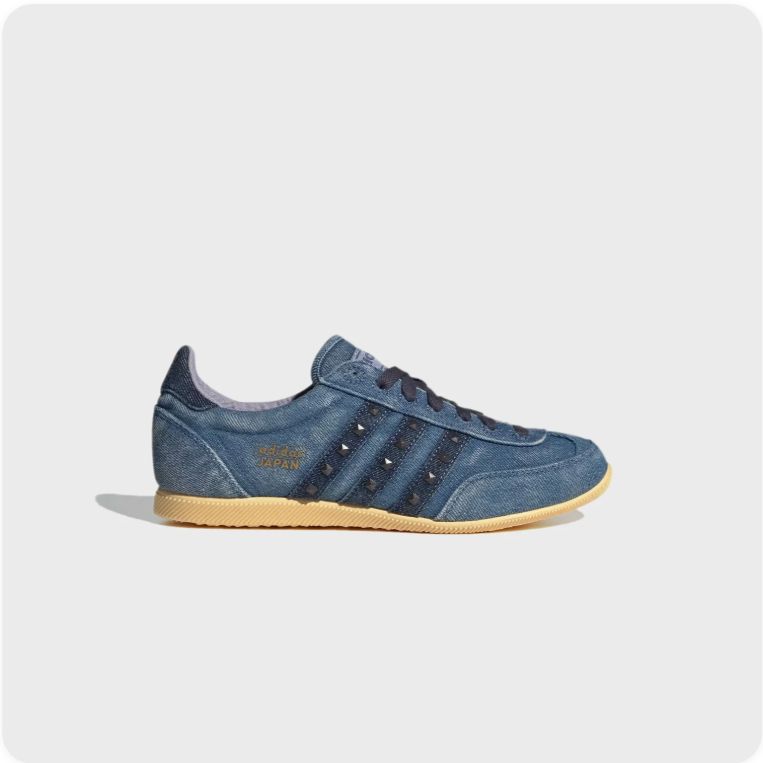 adidas Japan Low-Top Sneakers – Denim Blue with Dark Stripes & Gum Sole