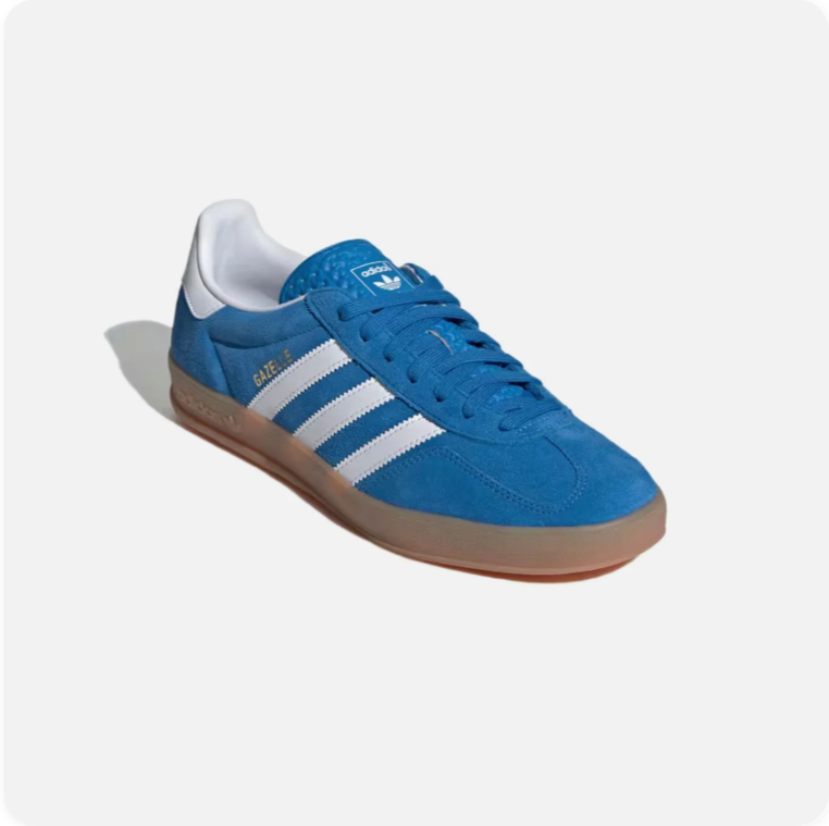 adidas Gazelle Sneakers – Bright Blue & White with Gum Sole
