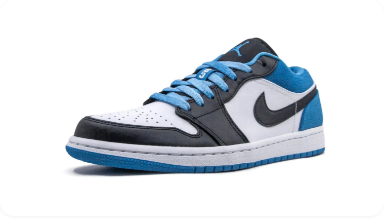Air Jordan 1 Low Sneakers – White, Black & Bright Blue