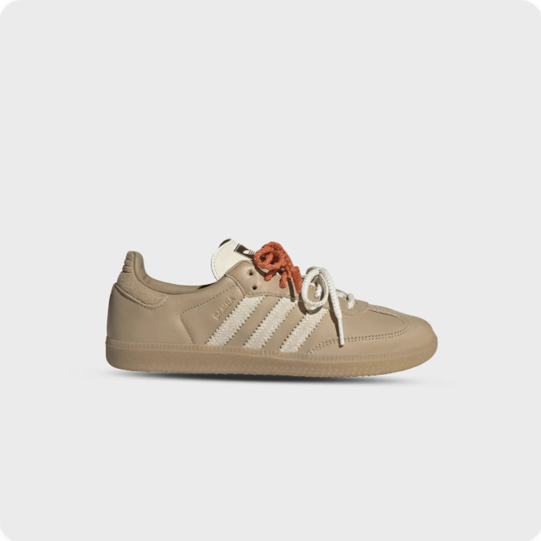 adidas Low-Top Sneakers – Taupe & Cream with Multicolored Lace Detailing