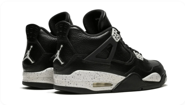 Air Jordan 4 Sneakers – Black with Speckled Light Grey Accents