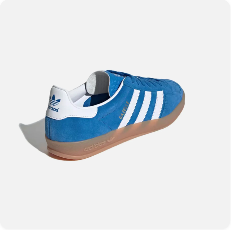 adidas Gazelle Sneakers – Bright Blue & White with Gum Sole
