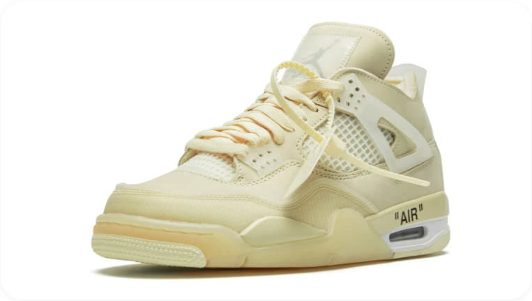 Air Jordan 4 Mid-Top Sneakers – Cream with Tonal Grid Detailing
