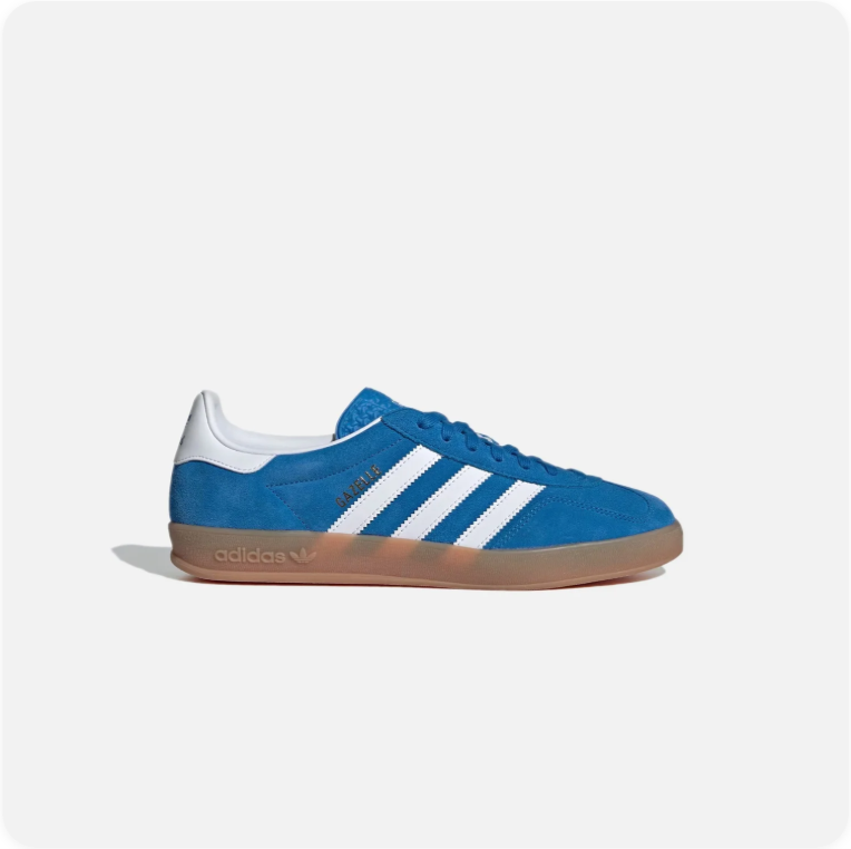 adidas Gazelle Sneakers – Bright Blue & White with Gum Sole