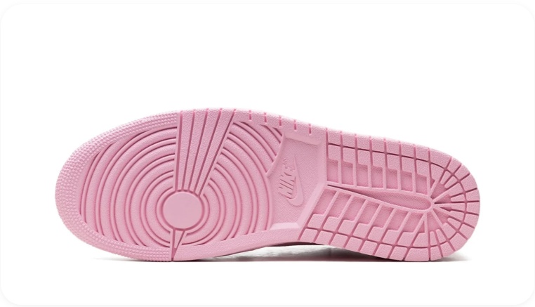 Air Jordan 1 Low Sneakers – Pastel Pink with Gold-Tone Swoosh