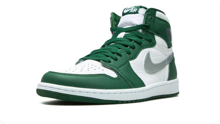 Air Jordan 1 High-Top Sneakers – Green, White & Silver