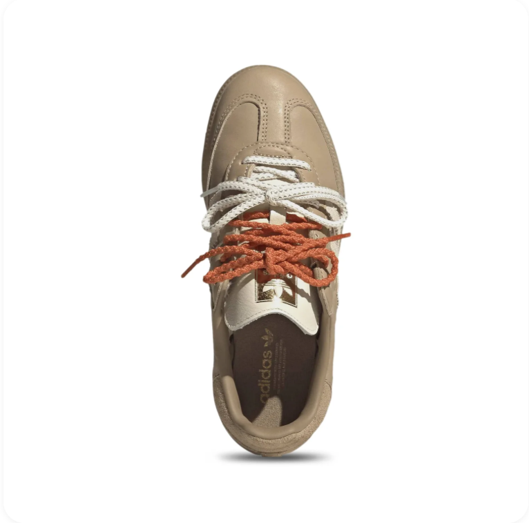 adidas Low-Top Sneakers – Taupe & Cream with Multicolored Lace Detailing
