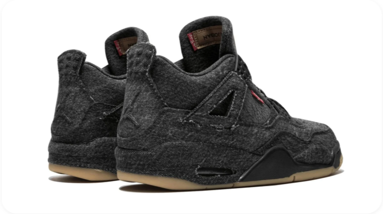 Air Jordan 4 Sneakers – Textured Black with Tan Sole