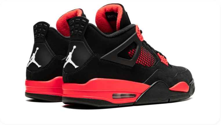 Jordan Mid-Top Sneakers – Black & Bright Red with Grid Detailing