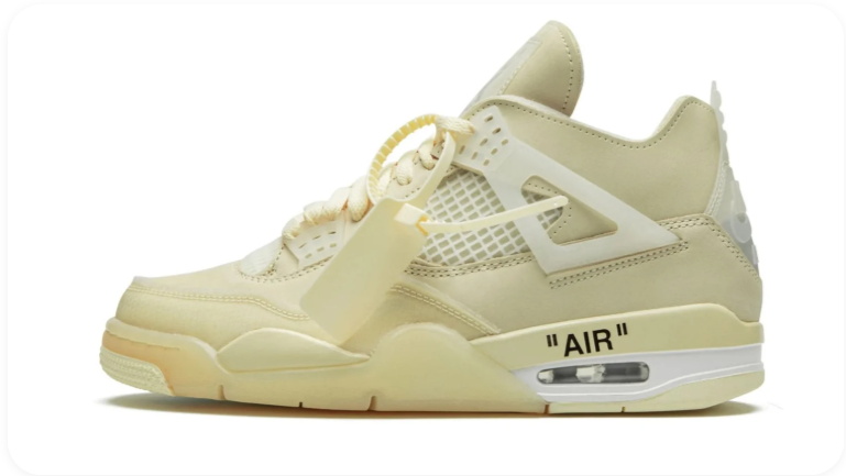 Air Jordan 4 Mid-Top Sneakers – Cream with Tonal Grid Detailing