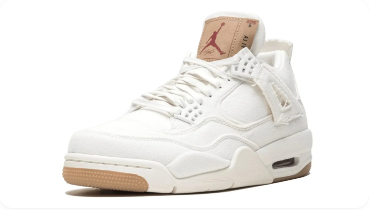Air Jordan 4 Sneakers – White & Cream with Tan Accents