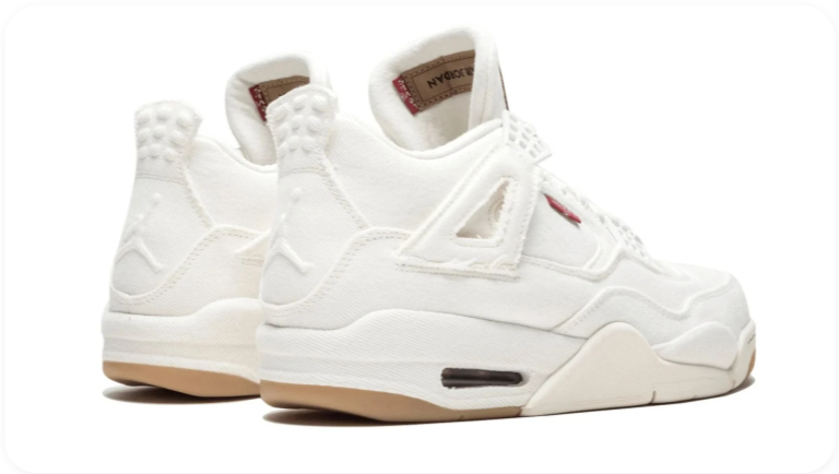 Air Jordan 4 Sneakers – White & Cream with Tan Accents