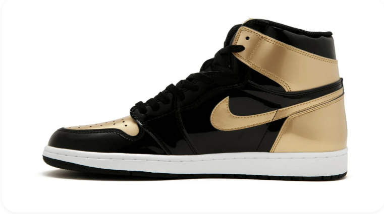 Air Jordan 1 High-Top Sneakers – Black, White & Gold-Tone