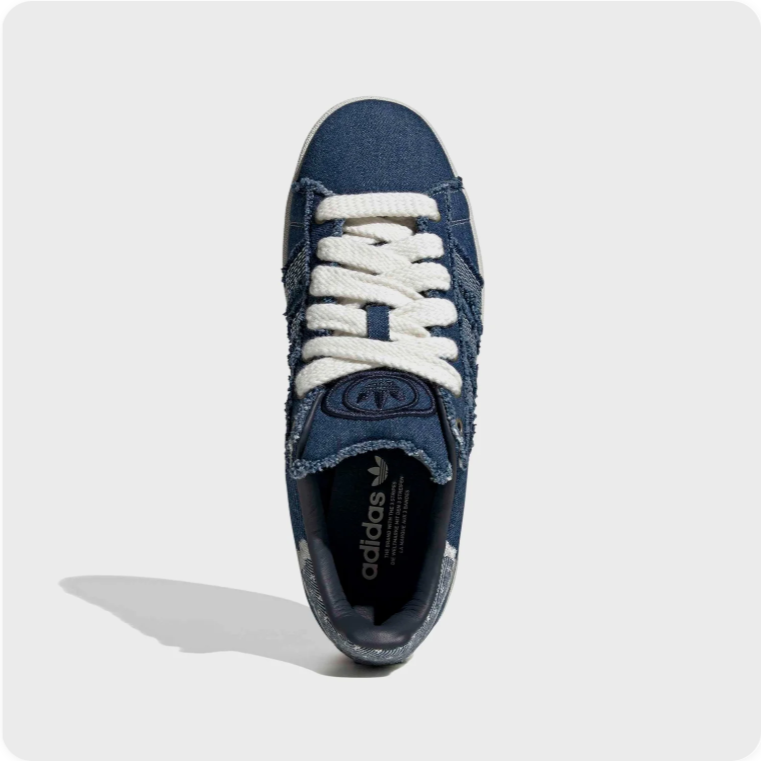 adidas Low-Top Sneakers – Navy with Textured Stripes & Frayed Detailing
