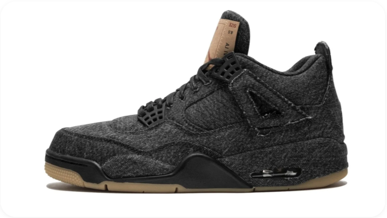Air Jordan 4 Sneakers – Textured Black with Tan Sole