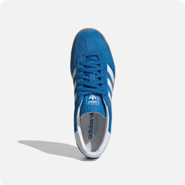 adidas Gazelle Sneakers – Bright Blue & White with Gum Sole
