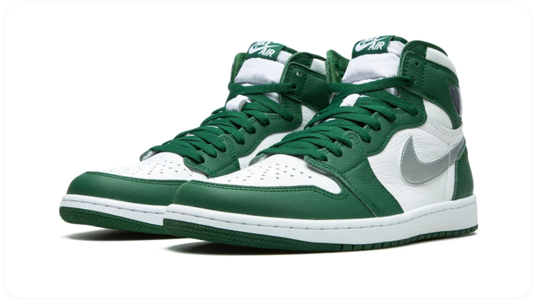 Air Jordan 1 High-Top Sneakers – Green, White & Silver