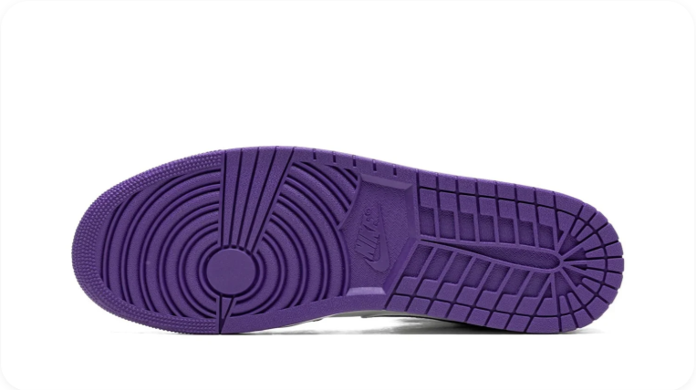 Air Jordan 1 Mid Sneakers – Black & White with Purple Accents