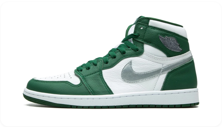 Air Jordan 1 High-Top Sneakers – Green, White & Silver
