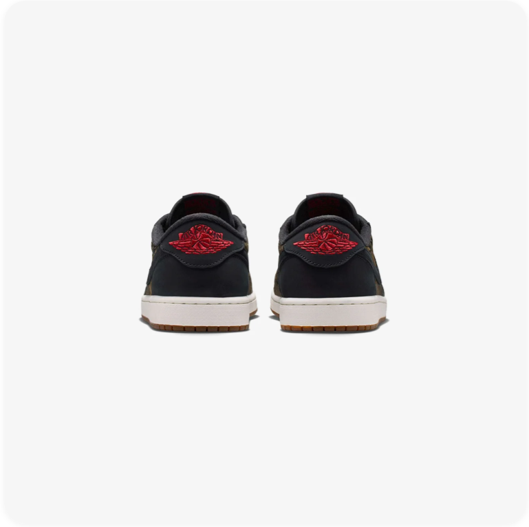 Jordan Low-Top Sneakers – Black & Olive Pattern with Gum Sole