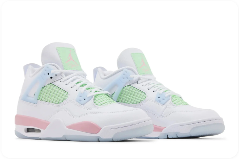 Jordan Mid-Top Sneakers – White with Pastel Blue, Mint & Pink Accents